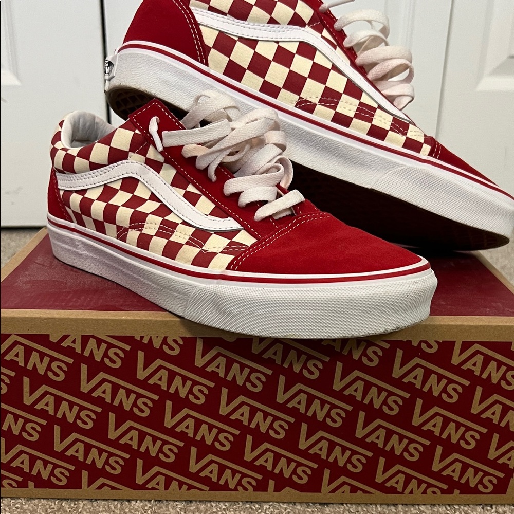 Vans Red and White Checkered Sneakers